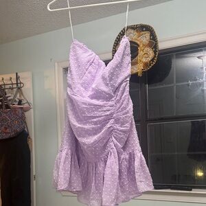 Lavender Ruched Mini Dress